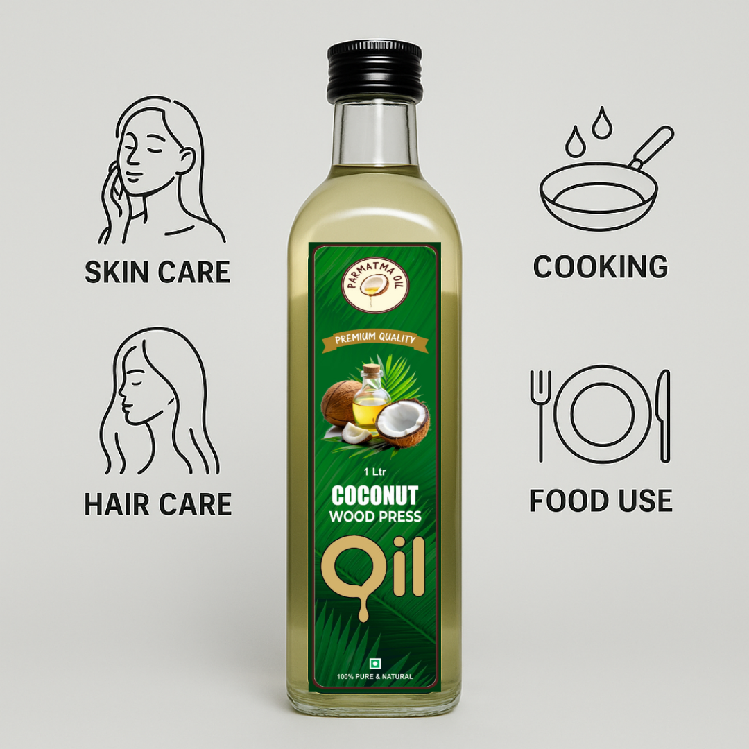Coconut Oil 1 Litre (Wood Pressed oil)~(Coupon code-AUTHENTIC02)
