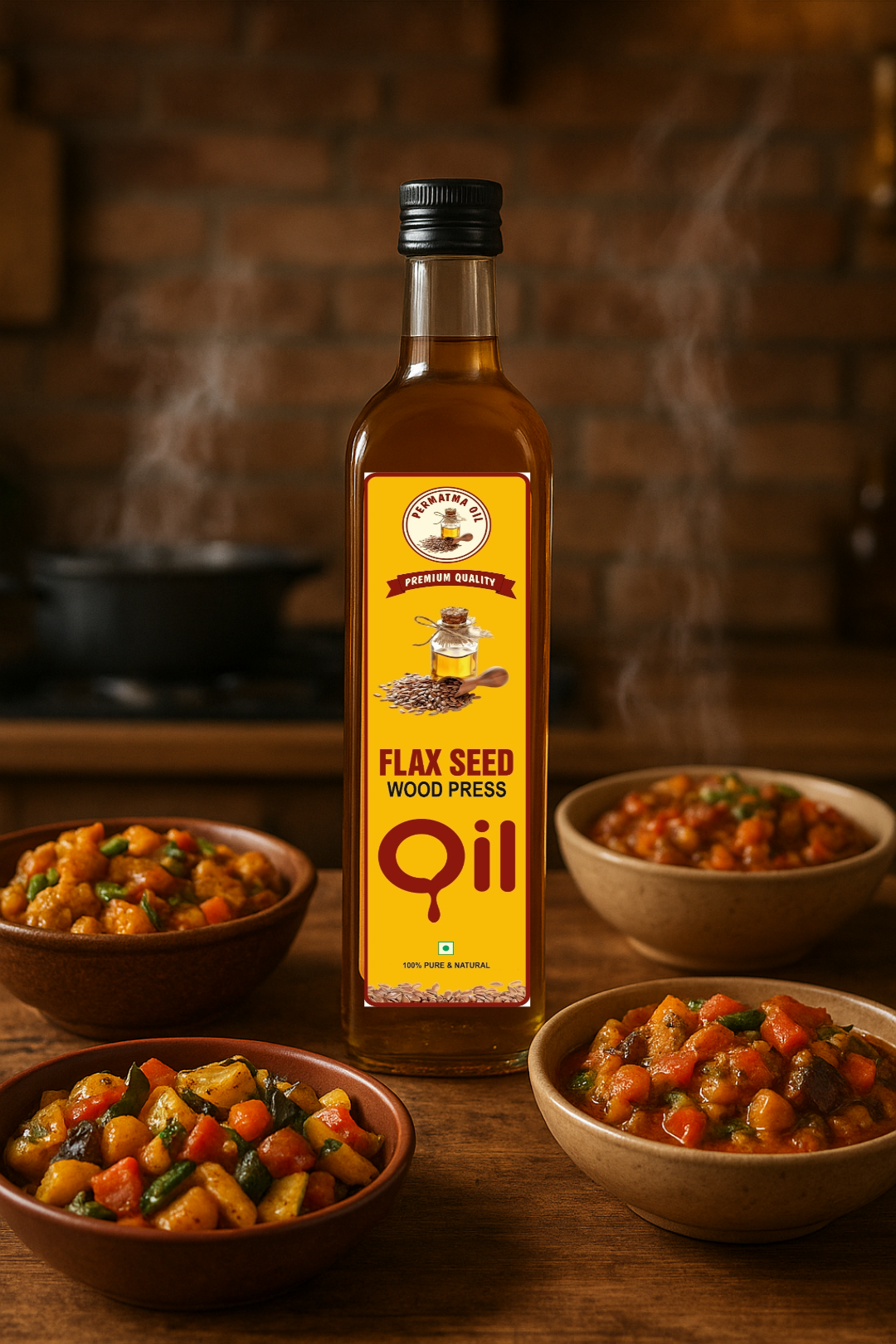 Flax Oil 1 Lit (Wood Pressed Oil)~(Coupon code-AUTHENTIC02)