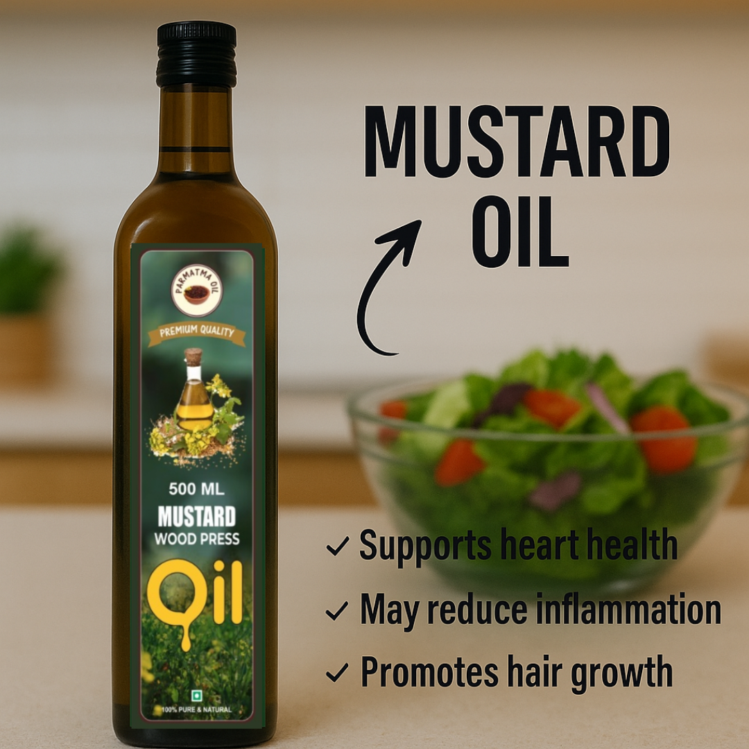Black Mustard Oil 500ml  (wood Pressed Oil)~(Coupon code-AUTHENTIC01)
