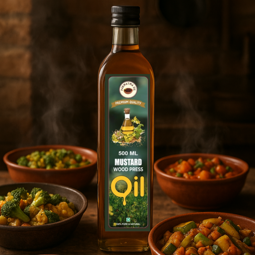 Black Mustard Oil 500ml  (wood Pressed Oil)~(Coupon code-AUTHENTIC01)