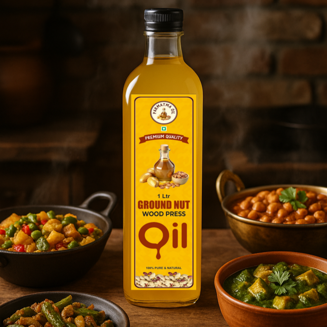 Ground Nut Oil 1 Lit (Wood Pressed Oil) ~(Coupon code-AUTHENTIC02)