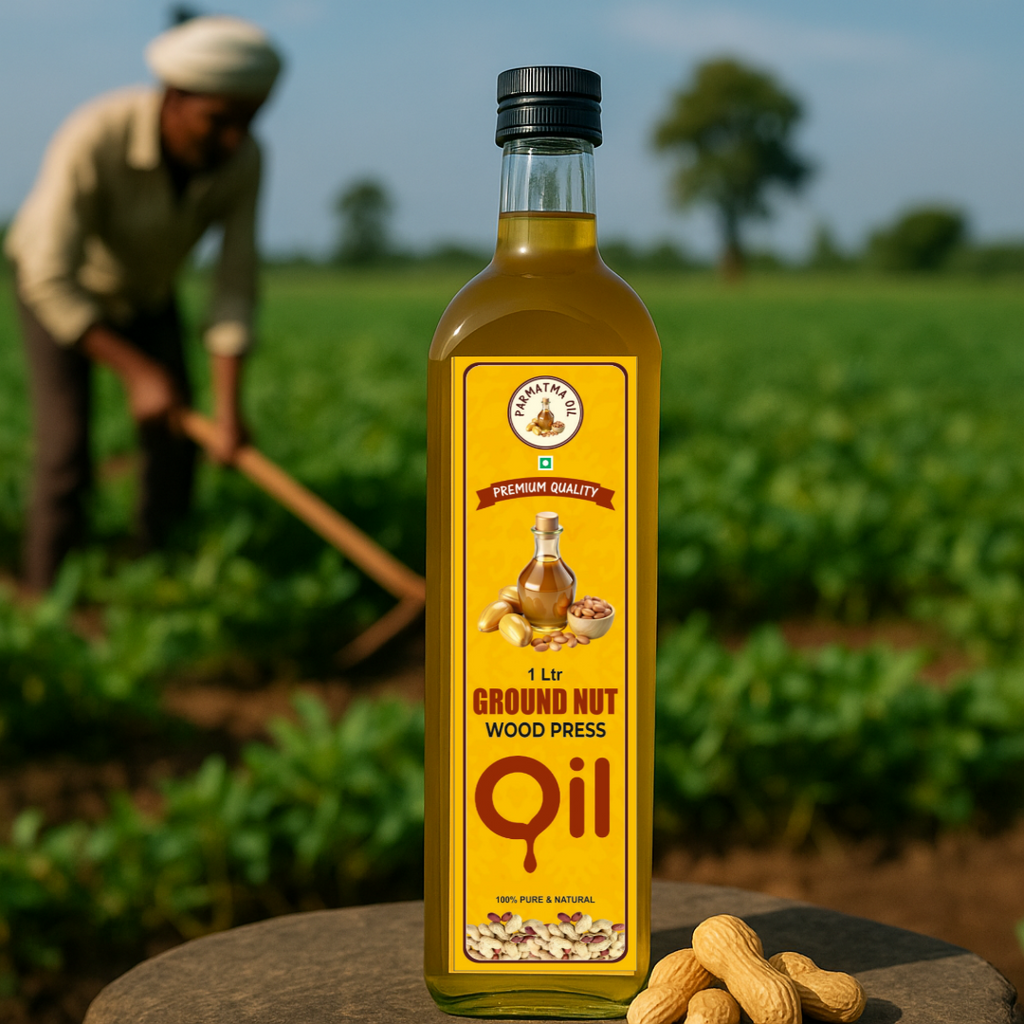 Ground Nut Oil 1 Lit (Wood Pressed Oil) ~(Coupon code-AUTHENTIC02)